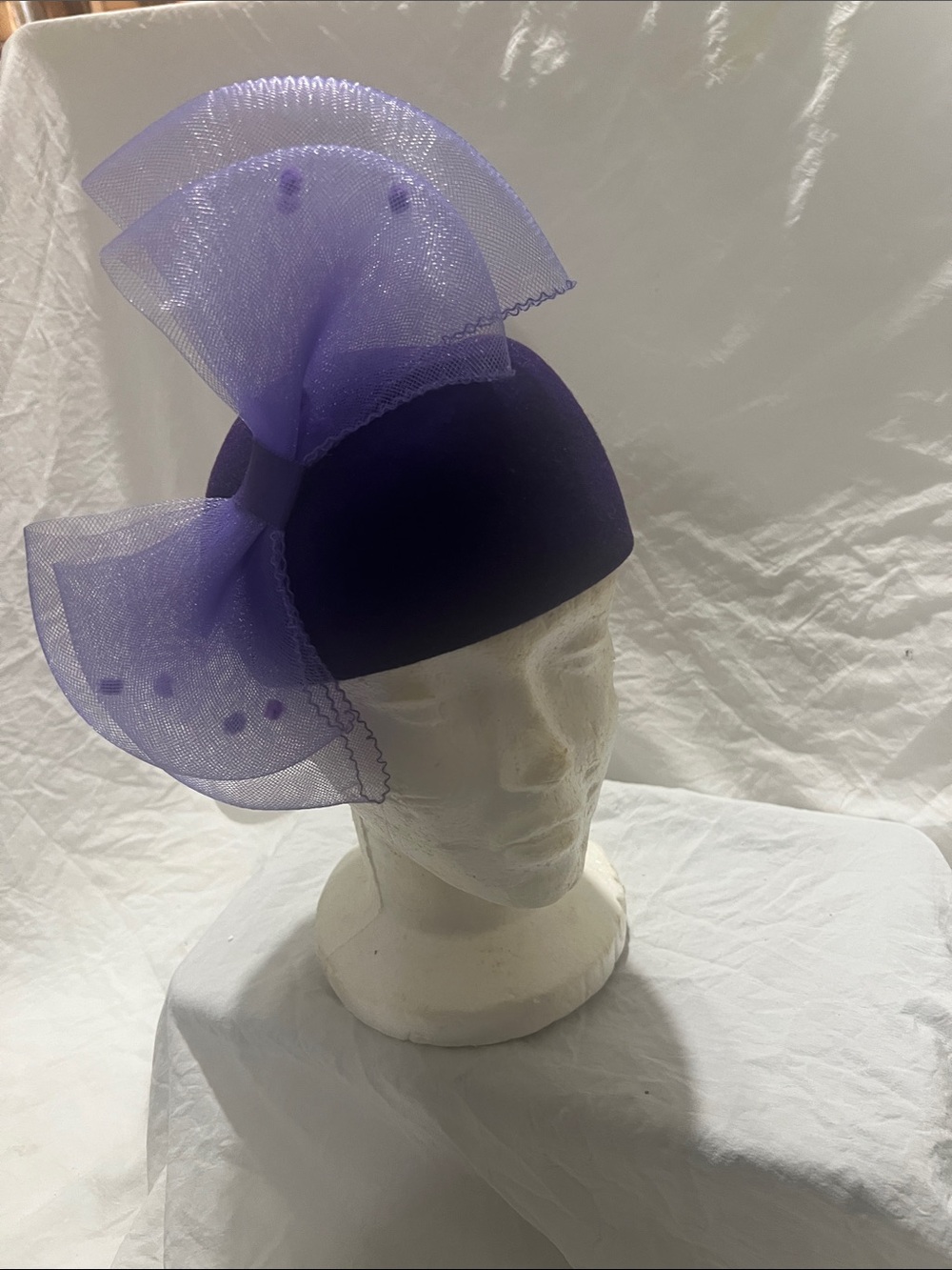 Elegant Purple Bow Pillbox Fascinator Hat